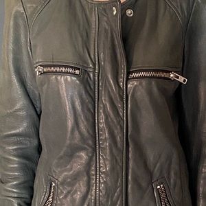 Isabel Marant Leather Moto Jacket - Blue - size 36